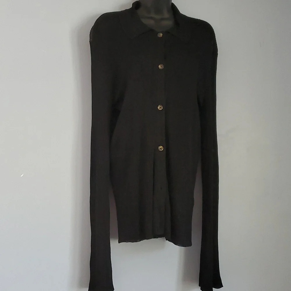 Free People Black Button-Up Top - Picture 2 of 16